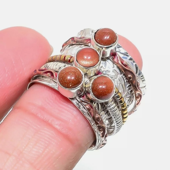 New Multi Sunstone 925 Silver Spinner Ring. - Picture 1 of 1